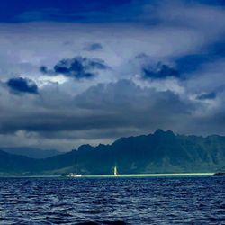 Kaneohe Bay Private Charters - View from the boat, with sun and clouds.