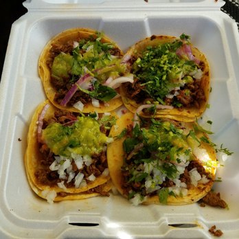 Tacos Don Joaquin - four tacos in a styrofoam container - Mexican Near Me - Springville, Utah
