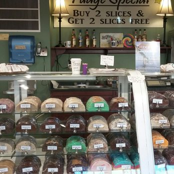 Mackinaw Fudge - Look at all of this fudge! Good prices. Plenty of flavors. Their promotion was "buy two, get two free at $16." - Candy Stores Near Me - Mackinaw City, Michigan Mackinaw Fudge - Look at all of this fudge! Good prices. Plenty of flavors. Their promotion was "buy two, get two free at $16." - Candy Stores Near Me - Mackinaw City, Michigan