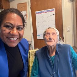 Family Love Homecare - Meet Fane our CEO here with one of our client who is 96 years young .