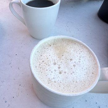 Kihei Caffe - Drip coffee on top with Vanilla Latte on the bottom - Hawaiian Near Me - Kihei, Hawaii