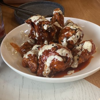 ANJU - Chikin half fried chicken, spicy gochujang glaze, white bbq drizzle - Korean Near Me - Washington, DC, District of Columbia