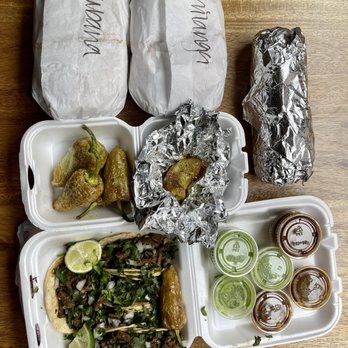 Mike's Authentic Mexican Food - Chilanga, Cubana, carne asada tacos & carne asada burrito with everything, and a side of chili peppers. - Latin American Near Me - La Habra, California Mike's Authentic Mexican Food - Chilanga, Cubana, carne asada tacos & carne asada burrito with everything, and a side of chili peppers. - Latin American Near Me - La Habra, California