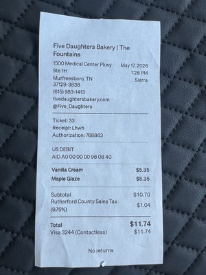 Menu photo 1 Five Daughters Bakery Murfreesboro, TN