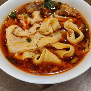 LAN Noodle - braised beef noodle soup with wide thick noodles and mild spicy - Chinese Near Me - Arcadia, California