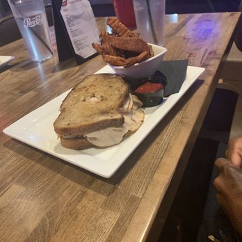 The Porch - Turkey grilled cheese sandwich Sweet potato fries - Cocktail Bars Near Me - Tempe, Arizona The Porch - Turkey grilled cheese sandwich Sweet potato fries - Cocktail Bars Near Me - Tempe, Arizona