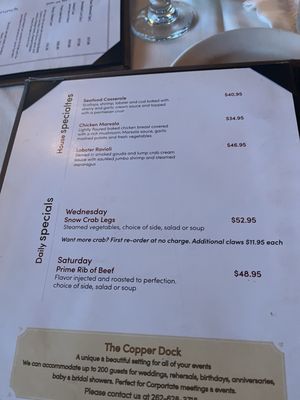 Menu photo 1 Copper Dock Restaurant Hubertus, WI