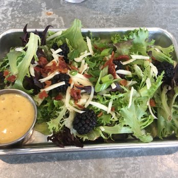 Hangar 38 - Hangar salad: blackberries, bacon, cotija cheese (this is mozzarella though), honey mustard vinaigrette - Bowling Near Me - Tallahassee, Florida