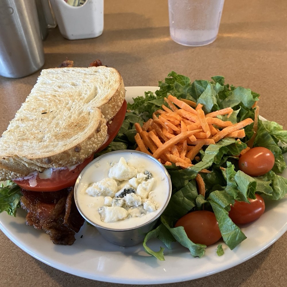 Mirror Lake Diner - BLT on sourdough and blue cheese dressing for the salad! Yum!! - Diners Near Me - Kamas, Utah Mirror Lake Diner - BLT on sourdough and blue cheese dressing for the salad! Yum!! - Diners Near Me - Kamas, Utah