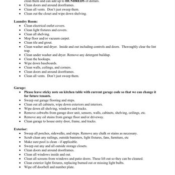 Red Rock Property Management - Cleaning list - Property Management Near Me - St George, Utah Red Rock Property Management - Cleaning list - Property Management Near Me - St George, Utah