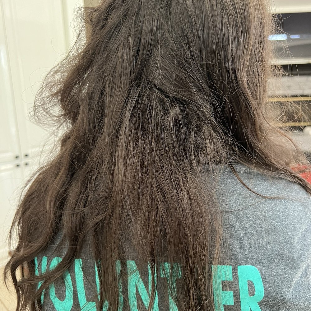 BEFORE--Hair had been damaged and knotted BEFORE--Hair had been damaged and knotted