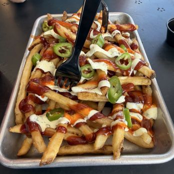 The Food Box - Crazy Fries w/ some buffalo sauce added. - Burgers Near Me - San Diego, California