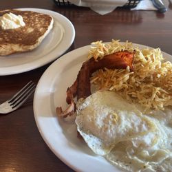 Jack’s Place - Breakfast. Really crispy hash browns, great pancake, crispy bacon