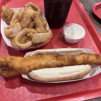 Ted's Fish Fry - This is the lunch special upgraded with delicious onion rings. It comes with a drink. - Seafood Near Me - Watervliet, New York