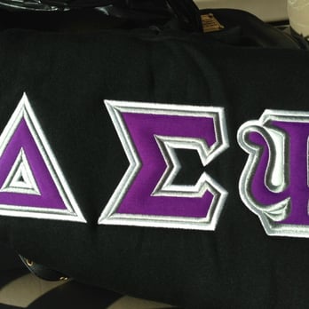 Custom Embroidery - Delta Sigma Psi. Purple, silver, & white. - Embroidery & Crochet Near Me - Vista, California