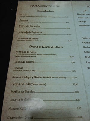 Menu photo 2 El Horreo Zaragoza, Z