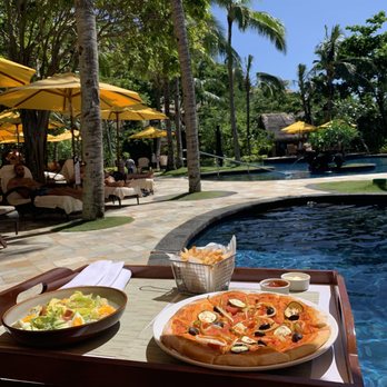 Shangri-La's Boracay Resort and Spa - Caesar Salad, fries and pizza we ordered without cheese - Resorts Near Me - Malay, AKL
