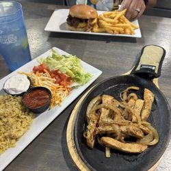 Davenport's Sports Bar & Grill - The fajitas and a bbq burger