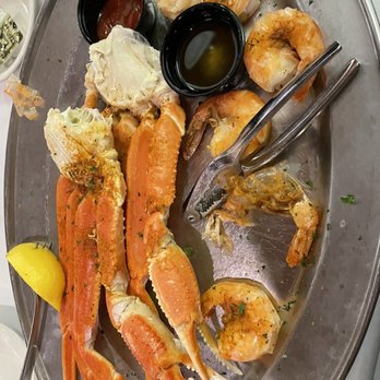 Angie's Seafood - Crab legs and steamed shrimp (I ate some shrimp before taking the photo & baked potato not pictured): delicious! - Seafood Near Me - Baltimore, Maryland