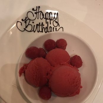 801 Fish - Complimentary Birthday dessert. I chose raspberry sorbet. It was amazing!!!! - Seafood Near Me - Clayton, Missouri 801 Fish - Complimentary Birthday dessert. I chose raspberry sorbet. It was amazing!!!! - Seafood Near Me - Clayton, Missouri
