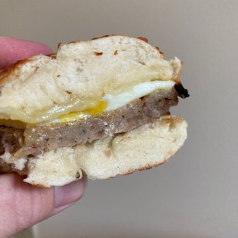 Bubby's Bagel & Deli - Egg, sausage, and Swiss on Asiago - Delis Near Me - Dover, New Hampshire