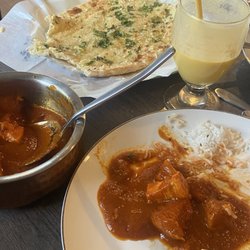 The Curry Queen - Butter chicken, Garlic Cheese Naan Mango Lassi