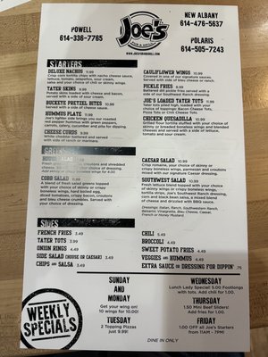 Menu photo 2 Joe’s Pub & Grill Powell, OH Menu photo 2 Joe’s Pub & Grill Powell, OH