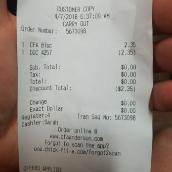 Chick-fil-A - Free Breakfast! - Fast Food Near Me - Anderson, South Carolina