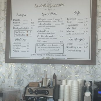 La Dolce Piccola Gelateria - Menu - Gelato Near Me - Palm Desert, California
