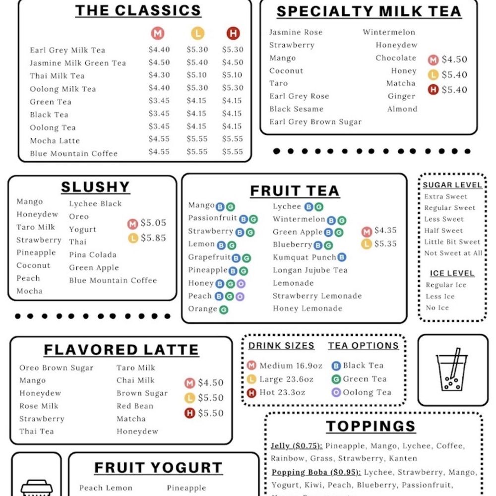 BoBo Café - Boba menu - Bubble Tea Near Me - Harrisonburg, Virginia