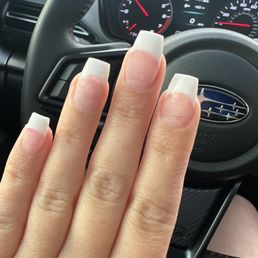 I asked for the French tip after previously having brown nails, you can clearly see she left plenty of the brown acrylic behind.