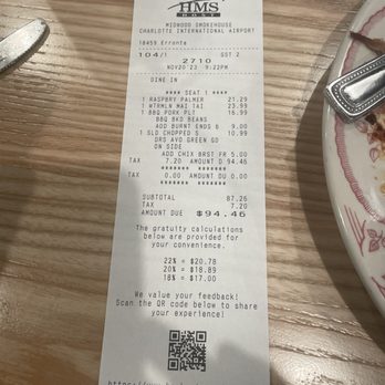 Midwood Smokehouse - Receipt - Barbeque Near Me - Charlotte, North Carolina Midwood Smokehouse - Receipt - Barbeque Near Me - Charlotte, North Carolina