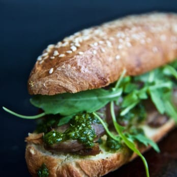Rinaldo's - Porchetta Hero- Slow Roasted Pork Belly and Shoulder, Cracklings, Salsa Verde, Arugula and Garlic Aioli - Italian Near Me - Halifax, Nova Scotia