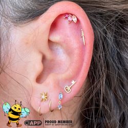 Honeycomb Jewelry and Piercing - Helix and lobe piercings