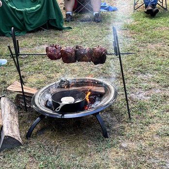 Furnace Town - pork kebabs and bread in iron skillet - Museums Near Me - Snow Hill, Maryland