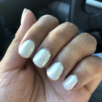 Lana's Nail Salon - White gel nail with chrome. Not a very clean job. - Nail Salons Near Me - San Ramon, California Lana's Nail Salon - White gel nail with chrome. Not a very clean job. - Nail Salons Near Me - San Ramon, California