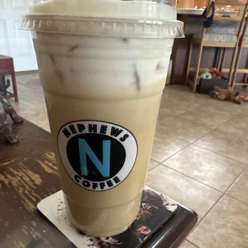 Nephews Coffee - Augustine and Coffee with vanilla foam - Coffee & Tea Near Me - Phoenix, Arizona