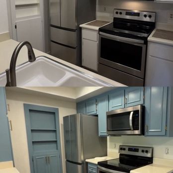 Snappy’s Handyman Service - Before and after photo of updated kitchen cabinets. - Handyman Near Me Snappy’s Handyman Service - Before and after photo of updated kitchen cabinets. - Handyman Near Me