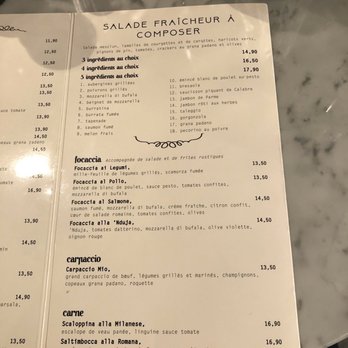 Fratellini Caffè - Menu (inside) - Italian Near Me - Levallois-Perret, 92