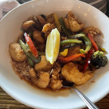 Pepper's Landing - Sweat and sour shrimp and haddock - Seafood Near Me - Brunswick, Maine Pepper's Landing - Sweat and sour shrimp and haddock - Seafood Near Me - Brunswick, Maine