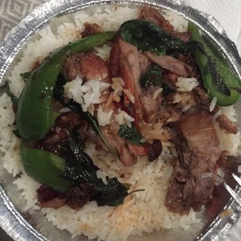 Thai SA! - Pad gro pow duck (accidentally took a few bites before pic lol) - Thai Near Me - North Hollywood, California Thai SA! - Pad gro pow duck (accidentally took a few bites before pic lol) - Thai Near Me - North Hollywood, California