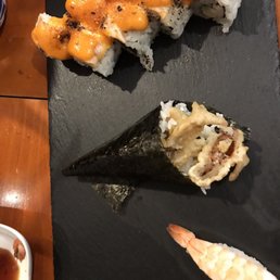 Volcano, King Prawn Nigiri, and Soft Shell Crab Handroll... Delicious!