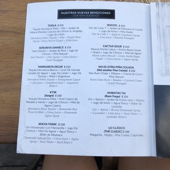 Tatewari - Bar menu - Mexican Near Me - Tulum, ROO