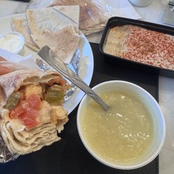 Hollywood Mediterranean Cuisine - Chicken Shawarma Sandwich, Lemon Rice Soup, Hummus