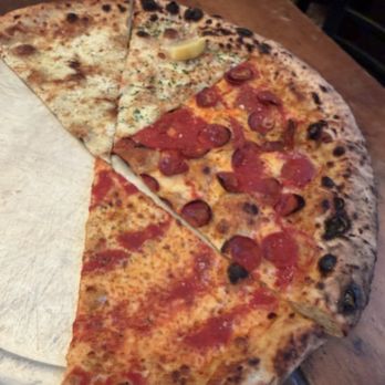 F & F Pizzeria - Clockwise: The Cacio e Pepe, Clam Pie, Pepperoni, Regular - Pizza Near Me - Brooklyn, New York