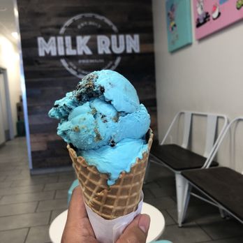 Milk Run - Double scoop of Cookie Monster in a waffle cone - Coffee & Tea Near Me - Phoenix, Arizona