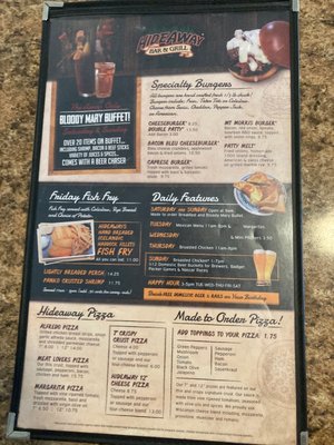 Menu photo 2 Hideaway Bar & Grill Wautoma, WI