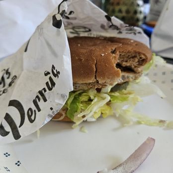 Perry’s Place - Turkey burger, missing the 2 slices of cheese I ordered and was charged for. - Breakfast & Brunch Near Me - Placentia, California Perry’s Place - Turkey burger, missing the 2 slices of cheese I ordered and was charged for. - Breakfast & Brunch Near Me - Placentia, California