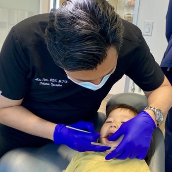 Sky Pediatric Dentistry - Toddler getting her first check up by Dr Park - Pediatric Dentists Near Me - Torrance, California