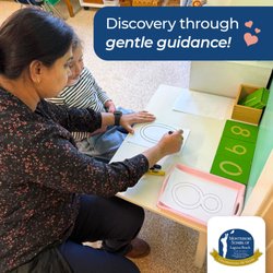 Montessori School of Laguna Beach - The teacher guides, the environment teaches.  Through exploration, children build confidence and independence every day.
